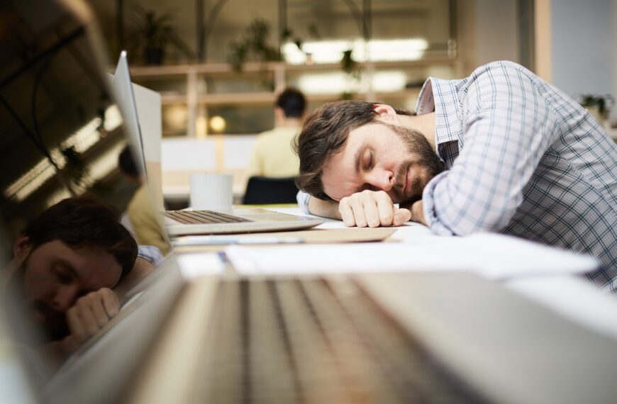 Man tired sleeping on the computer