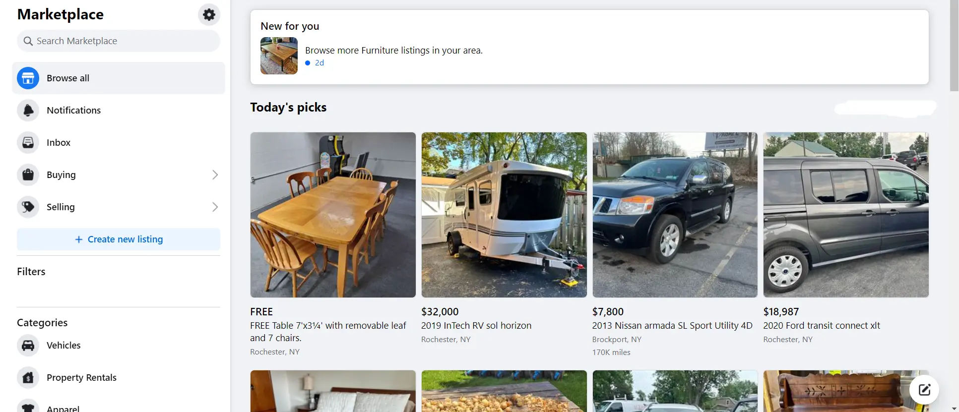 Social Media Integration like Facebook Marketplace.